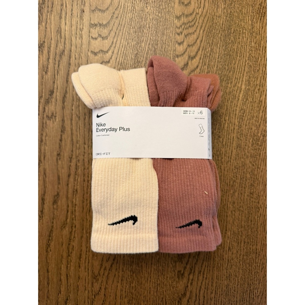 Nike 6-pack Everyday Plus Cushion Crew Training Socks L Brown Multi SX6897-904